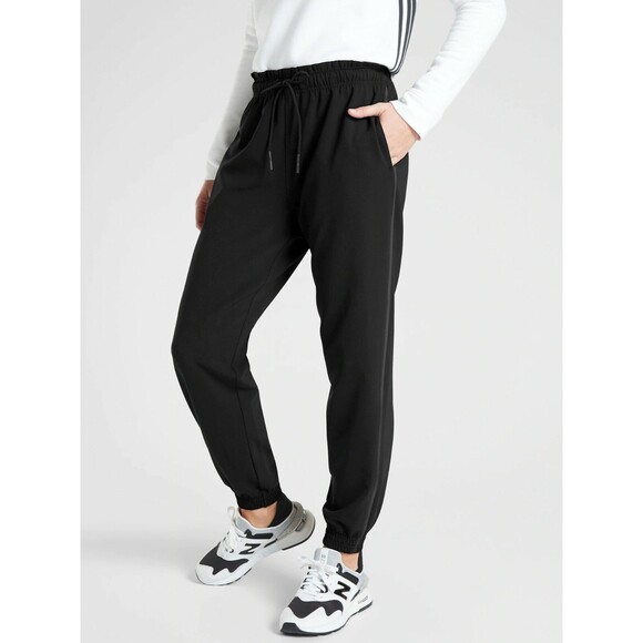 Athleta Metropolis Jogger Pant Petite Size 10P Black High Rise Tapered Pant - Picture 1 of 11